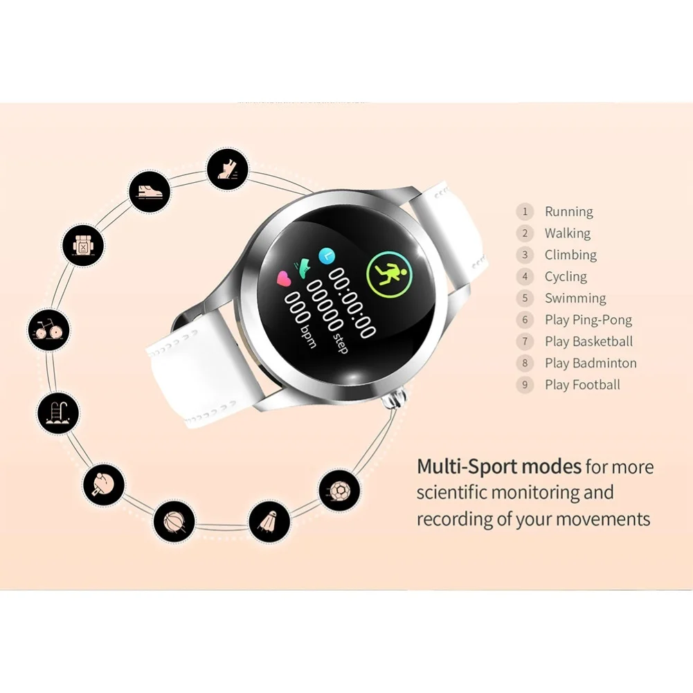 IP68 Водонепроницаемые Смарт-часы для женщин Прекрасный браслет монитор сердечного ритма мониторинг сна умные часы для IOS Android