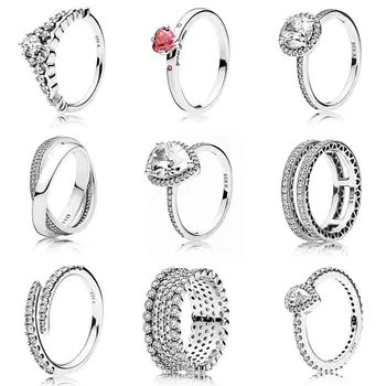 

Fairytale Tiara Double Hearts Signature Promise Radiant Large Teardrop With Crystal Ring 925 Sterling Silver DIY Jewelry