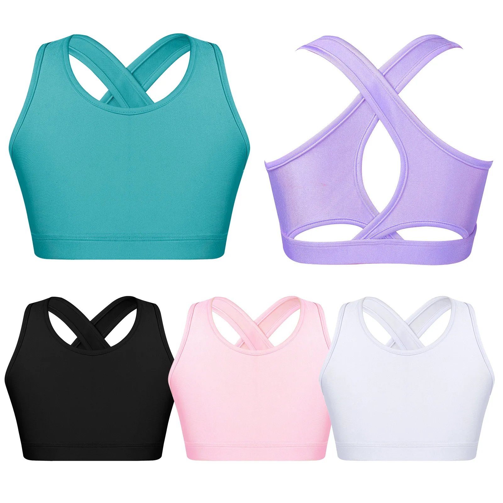 Soutien-gorge De Sport Fille Dos Croisé – Multicolore – Taille 5-11 Ans – Nylon/spandex
