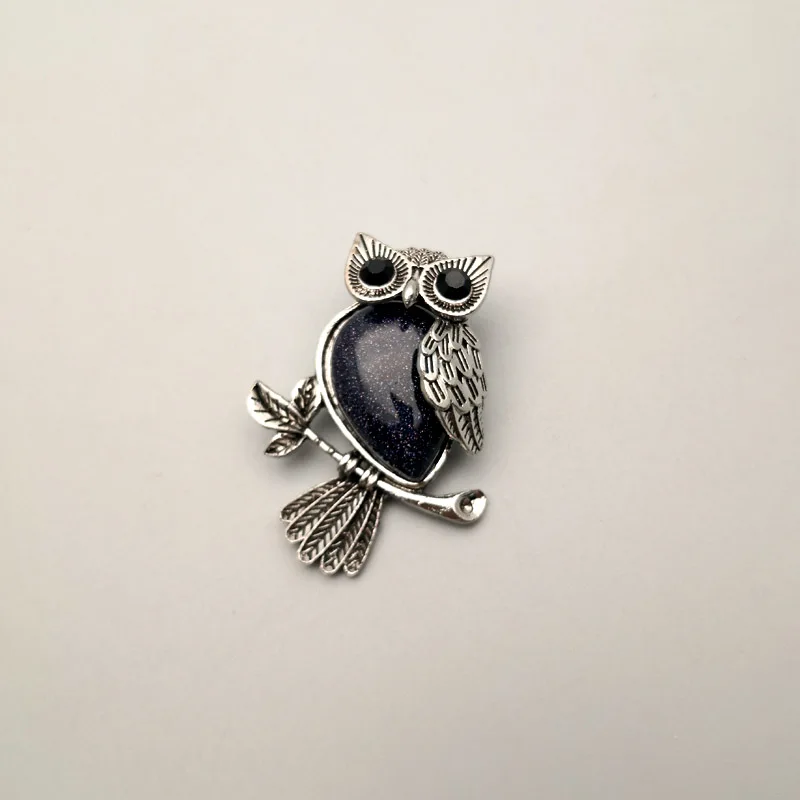 blue sand Модные подвески и ожерелья в виде совы из натурального камня для изготовления ювелирных изделий, очаровательные детали, 12 шт./лот - Окраска металла: blue sand