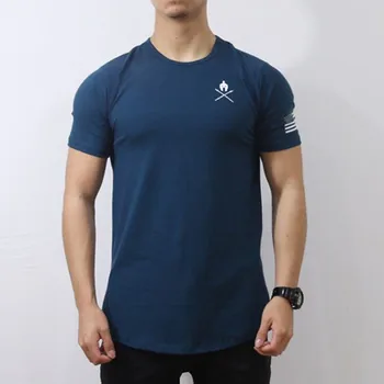 

High quality men's t shirt sport short sleeve slim breathable tee Gyms Fitness Bodybuilding casual fashion Jogger clothing