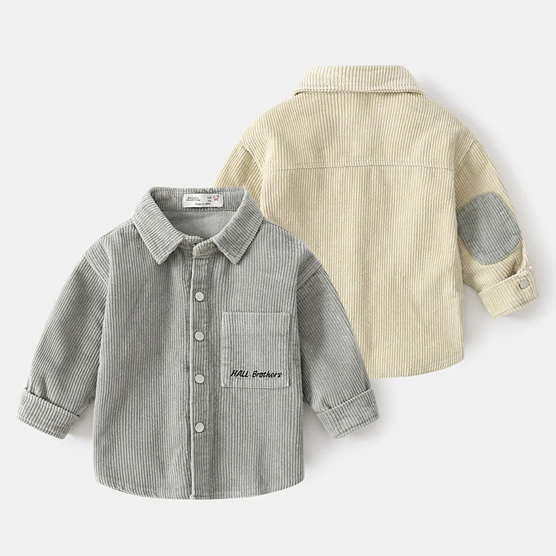 Boys Long Sleeve Shirts Baby Boys Shirts Long Sleeve School Blouse Corduroy Boys Cardigan Kids White Shirt For Toddler Blouse Children Tops Autumn