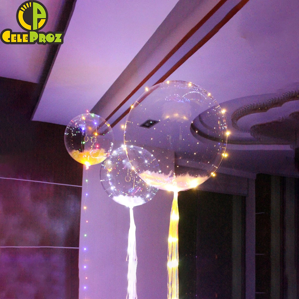Luminous Led BoBo Balloon Transparent Round Bubble Decoration Wedding Birthday Party Balloon Colorful Light Christmas Tree Decor