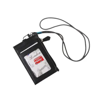 

Women Business Card Holder Wallet Men PU Leather ID Cards Holders Case Neck Strap Lanyard Ladies Fashion Mini Slim Wallets