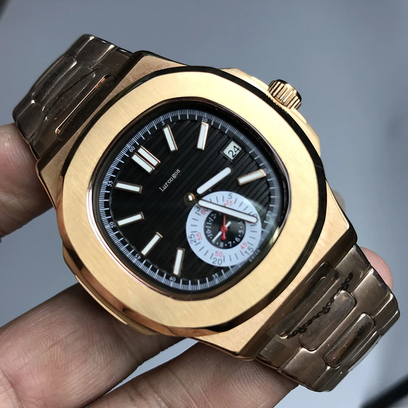 

2019 brand watch PP automatic self winding glide smooth black dial AAA quality all small sub dials works 315L stainless steel