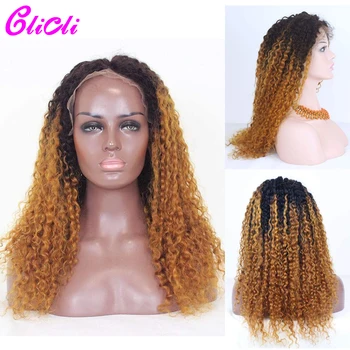 

13x4 Brazilian Kinky Curly Wig 4x4 Transparent Lace Front Human Hair Wigs T1b 30 Remy Hair Wig With Baby Hiar Preplucked 180%