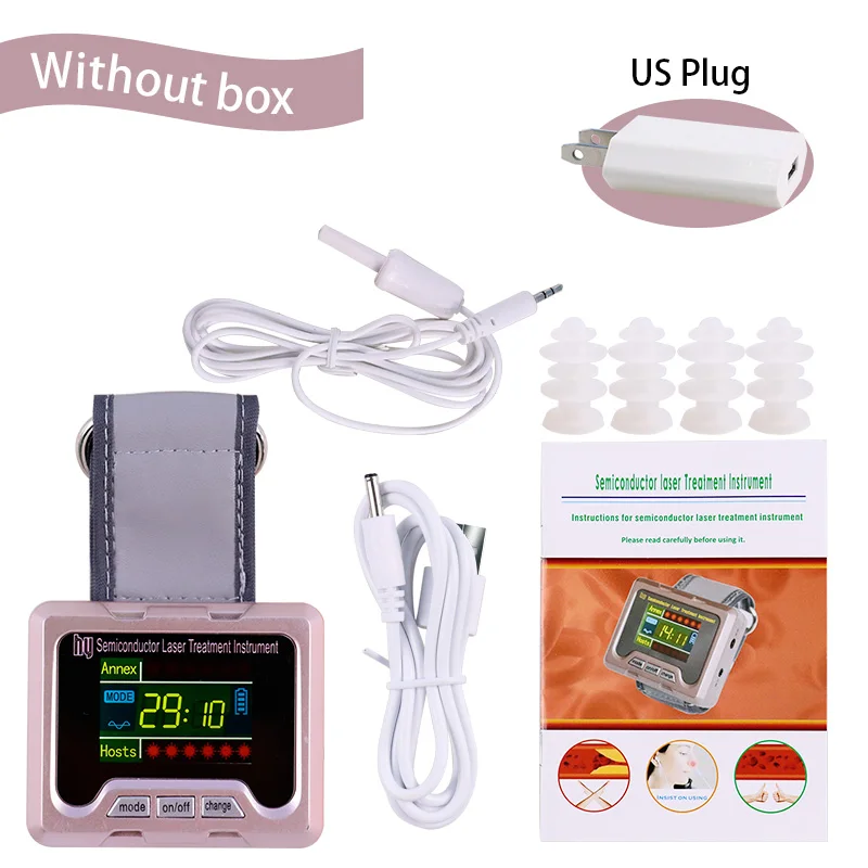 No Box US Plug 650nm лазер/светильник физиотерапия синусит наручные часы диод LLLT для лечения диабета гипертензии Диабетическая терапия инструмент - Цвет: No Box US Plug