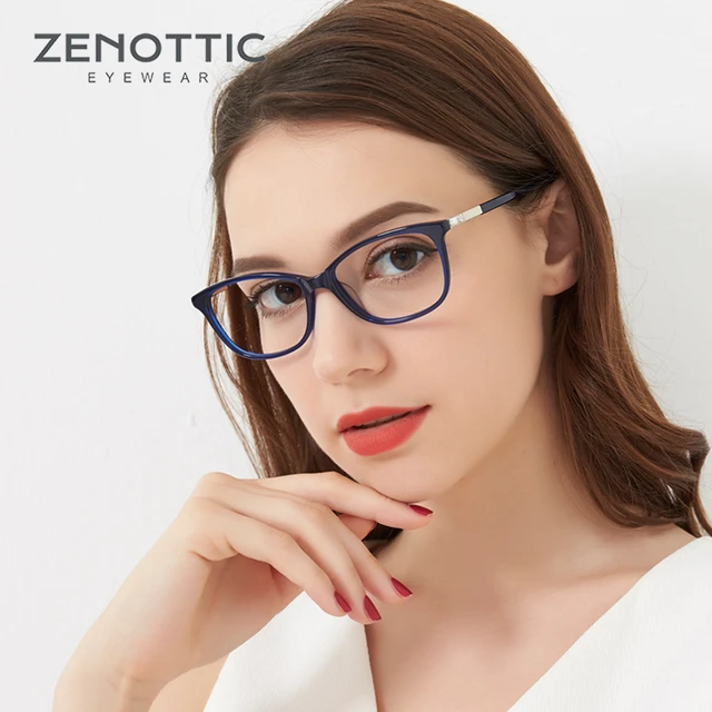 ZENOTTIC-Montura de gafas graduadas para mujer, gafas cuadradas acetato, Ojo de Gato, sin prescripción, a la moda, 2023 - AliExpress