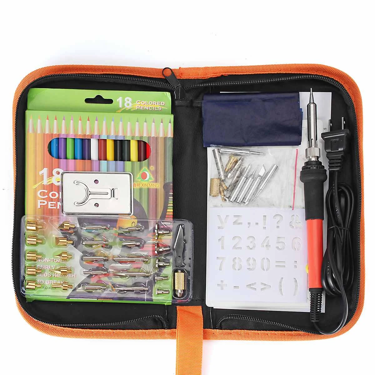 71PCS 60W Electric Soldering Iron Tips Kit Wood Burning Pen Adjustable Engraving Tool Set Welding Equipment Tools Woodworking