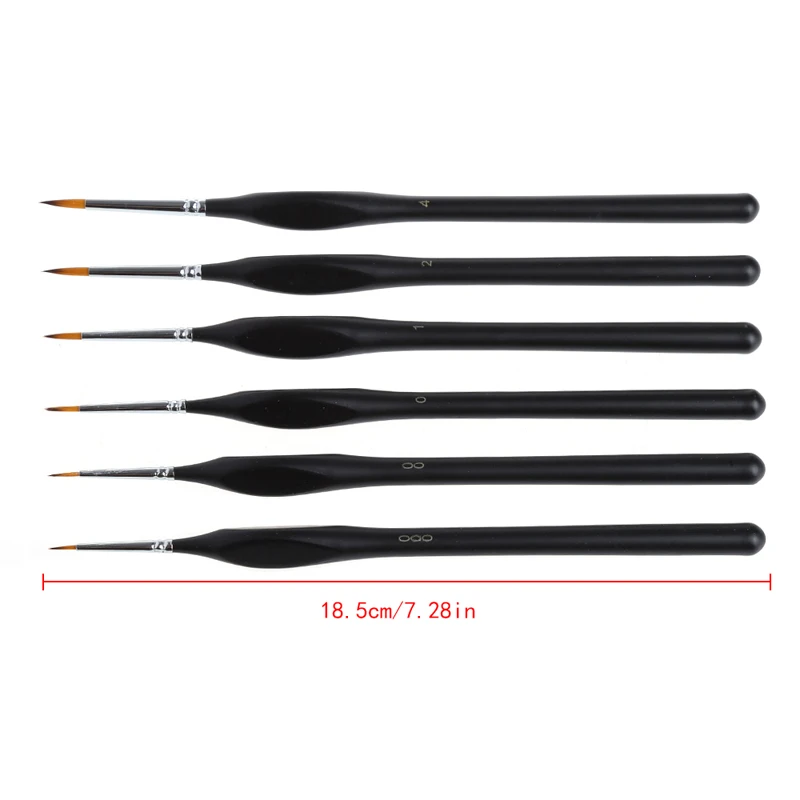 

6X Detail Paint Brush Set for Miniature Watercolor Acrylic Oil Painting Drawing H7EA