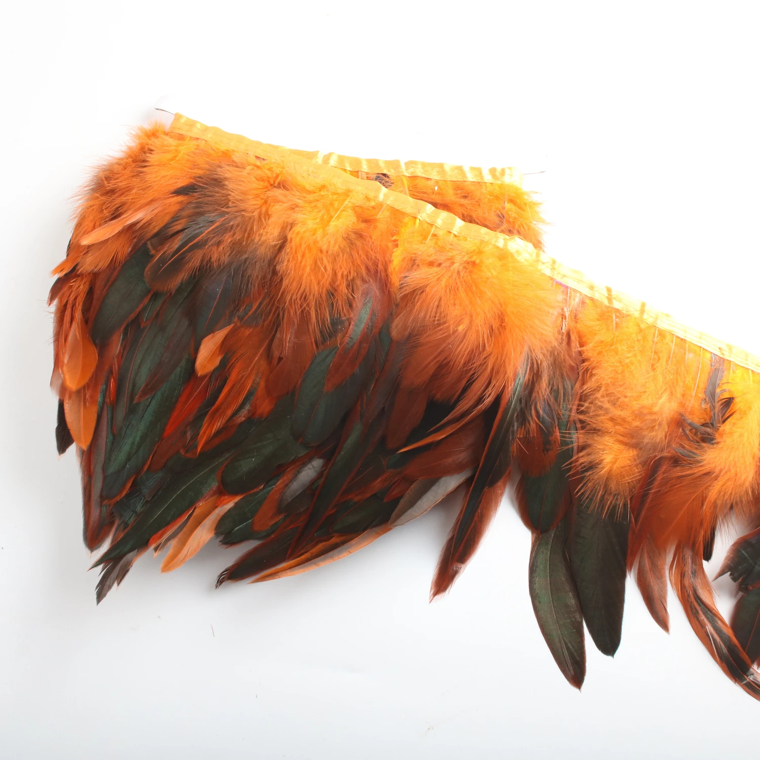 10 метров 13-18 см куриный петух хвост перья планки полосы для свадебной вечеринки одежды петух перо отделка - Цвет: golden