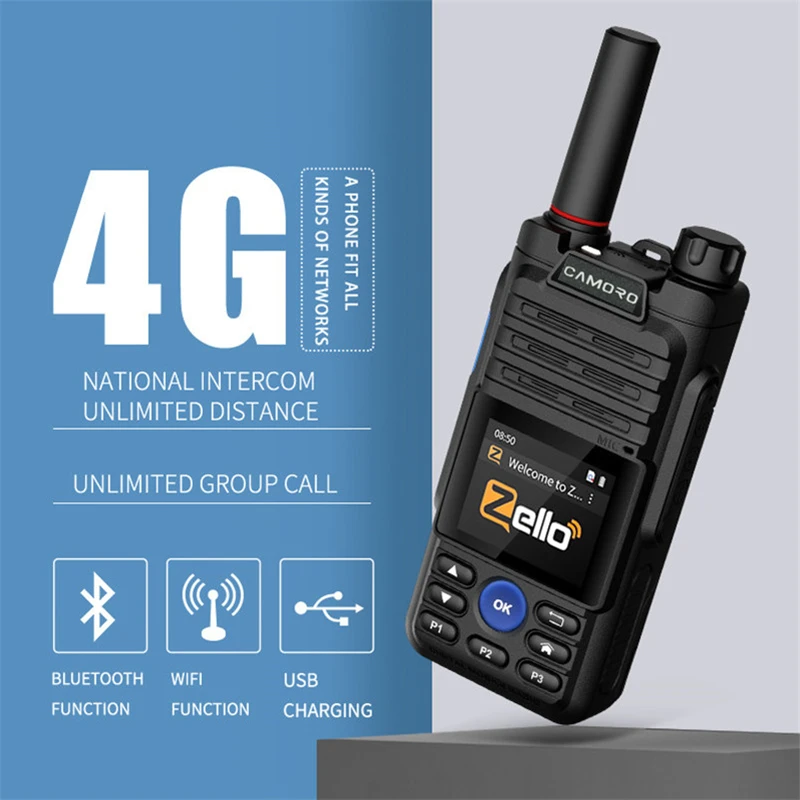 Бесплатные наушники 6800 мАч Zello радио приемопередатчик 4G CB Poc Wi-Fi GPS двухстороннее