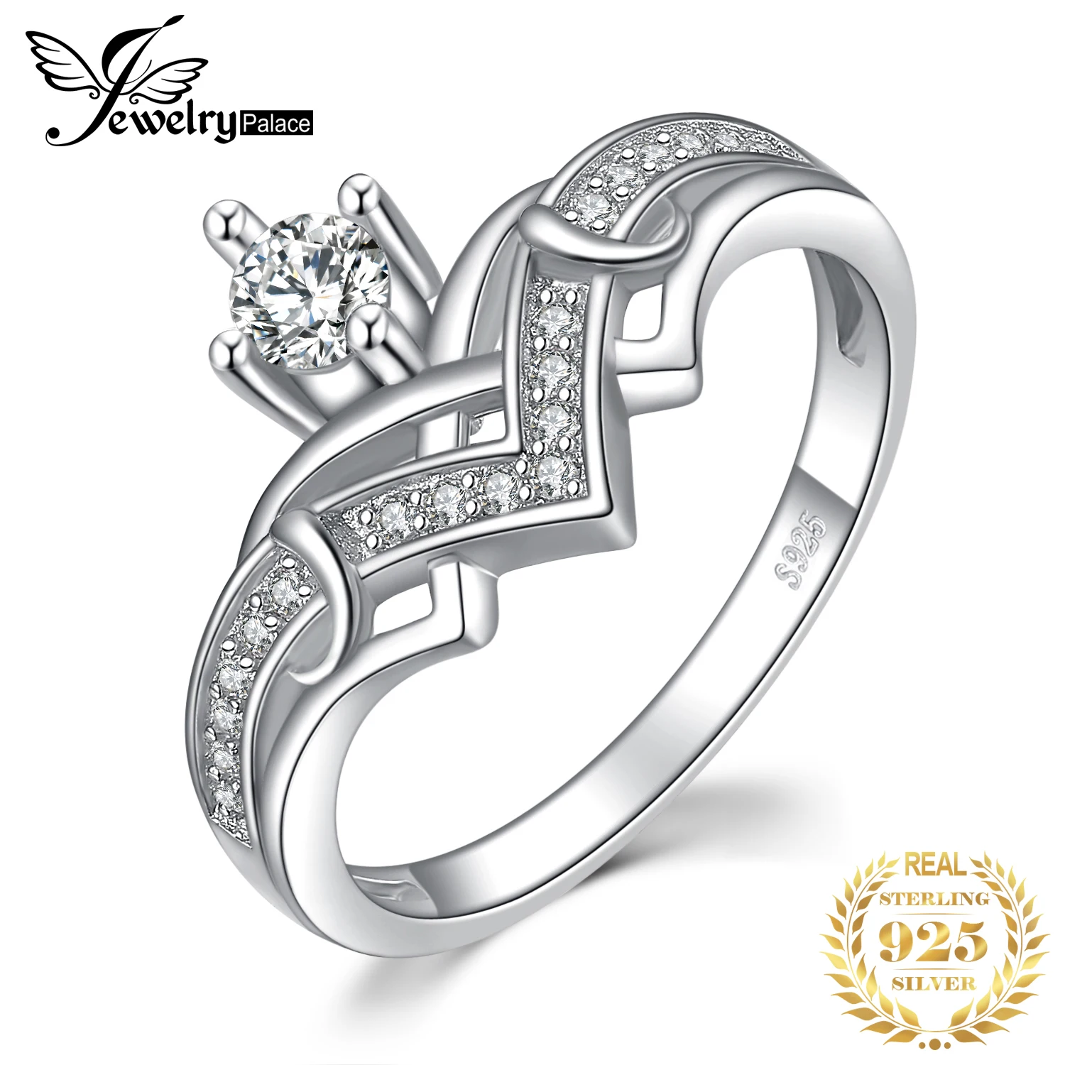 JewelryPalace сердце Princess Crown 0.4ct кубического циркония Юбилей обещание Обручение кольцо стерлингового серебра 925