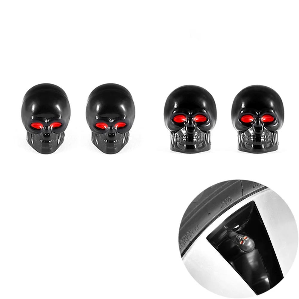 4pcs set of universal tires car skull anti-rust motorcycle copper core car wheel tire air intake caps stem cover wheels auto