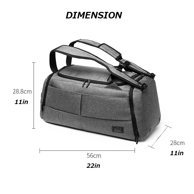 Large Capacity Wet Dry Separation Gym Bag Men Anti-theft Travel Backpack Portable Grey Sports Handbag Yoga Pilates Shoulder Bags