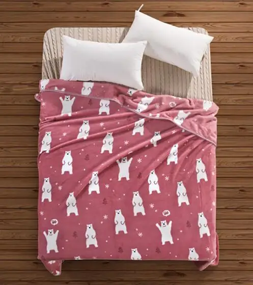 Новое поступление, Фланелевое покрывало-одеяло с медведем для маленьких детей, покрывало для дивана/Путешествия/автомобиля, 200X150 см - Цвет: pink Polar bear