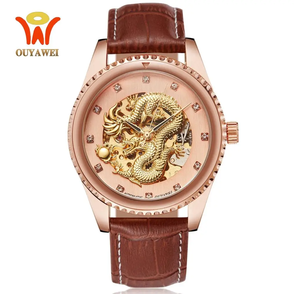 

OYW Brand Classic Mens Retro Watches Automatic Mechanical Watch Tourbillon Clock Genuine Leather Waterproof Business Wristwatch
