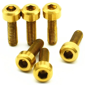 

Titanium Bolts Bicycle Screw M3 x5 6 8 10 12 14 16 18 20 25mm Hex Head TC4 Gold Color model Titanium Screws Ti Fasteners