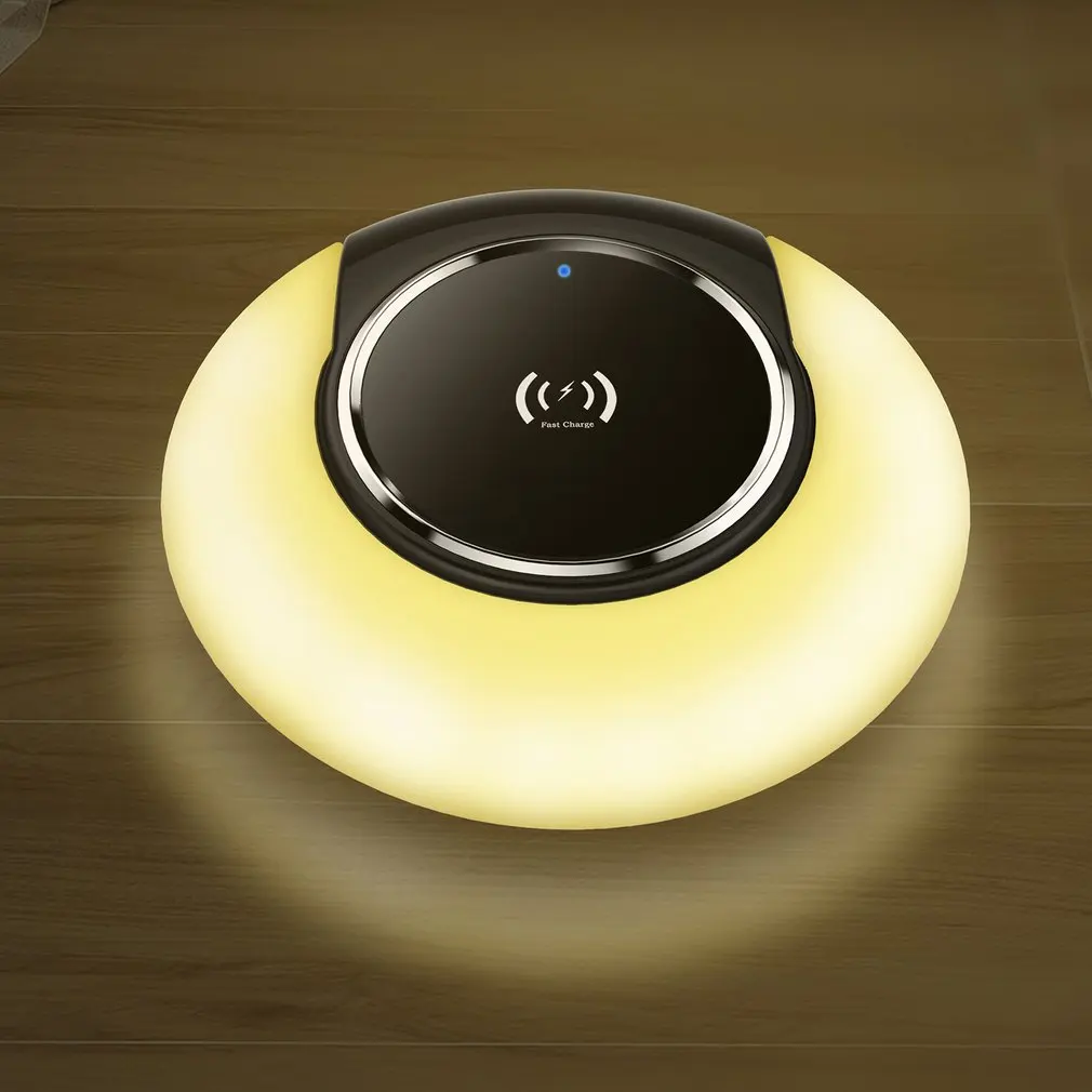 10W Qi Wireless Charger Holder LED Desk Night Lamp Light Fast Charging Dock Universal Phone Charger for Smart Phones