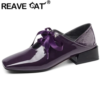 

REAVE CAT Casual Women 2019 Brand Design Heeled High Quality Genuine Leather Women Pumps New Arrival Fashion Shoes A2927