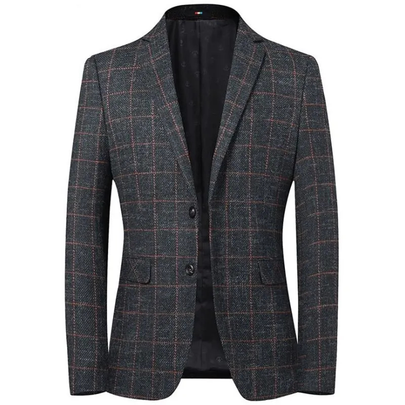 Men Blazers Jacket Plaid Coat Suits Leisure Male Mens Casual XXXL Outerwear Tops Slim