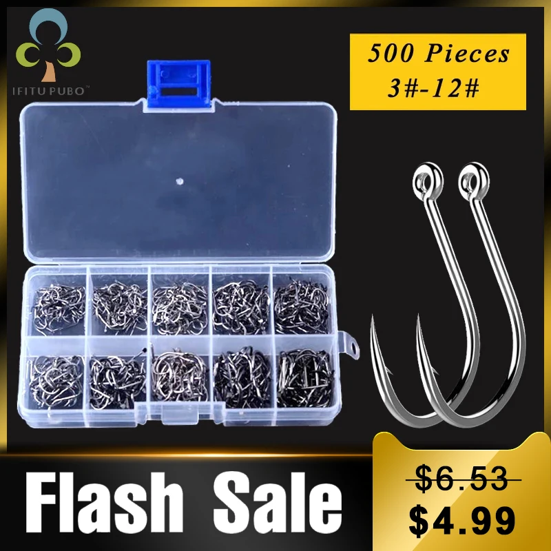 Barbed-Jig Jig-Head Hook Carp Fishing-Hooks 500pcs/Box High-Carbon-Steel for GYH Mixed-Size