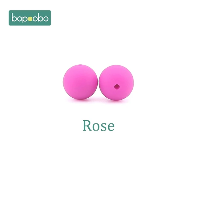 Bopoobo 15mm 10pc Silicone Beads Food Grade Silicone Baby Teething Products Chews Pacifier Chain Clips Beads Baby Teethers Rose