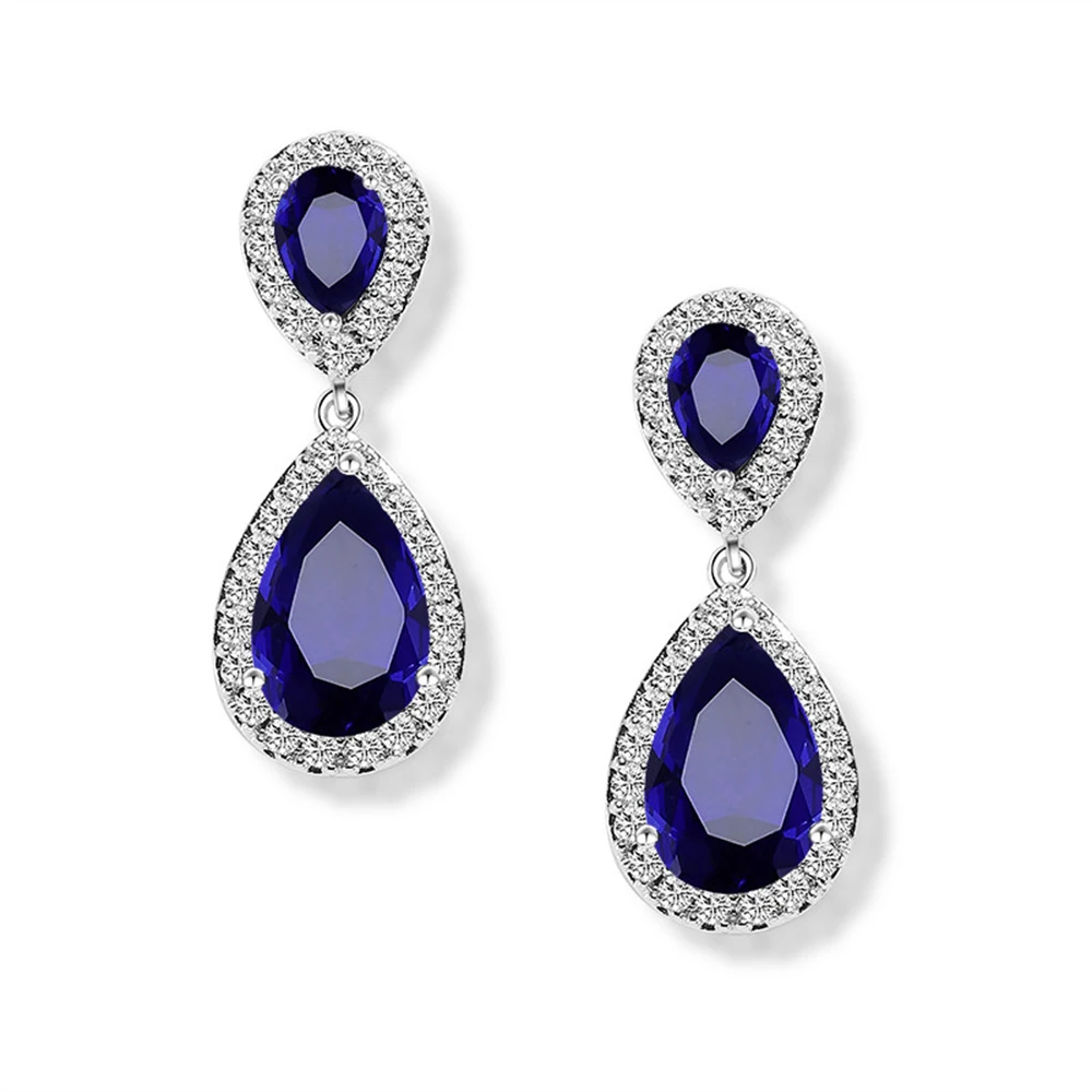 Wedding Earrings 3 Серьги в форме капли из розового золота с кристаллами для женщин, свадебные серьги со стразами, ювелирные изделия, Классические женские серьги - Окраска металла: Wedding Earrings 3