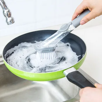 

Brush Pot Useful Product Kitchen Cleaning Brush Multi-functional Long-handled Brush Dish-washing Sponge Automatic Liquid