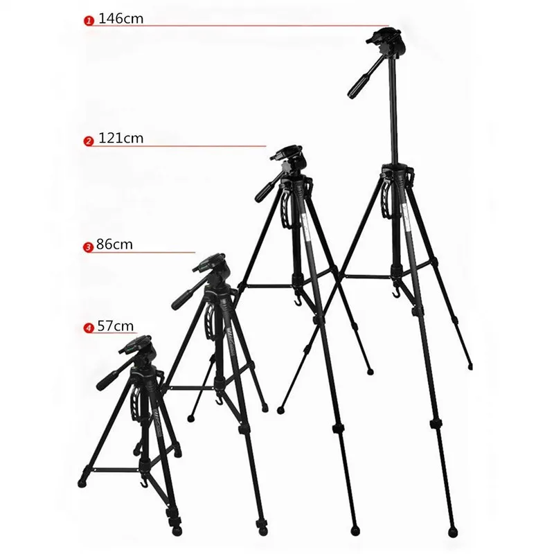 Travel Camera Tripod Stand Aluminum Adjustable Camera Stand Flexible Head Portable Tripod for Canon Nikon Sony DV DSLR Camera