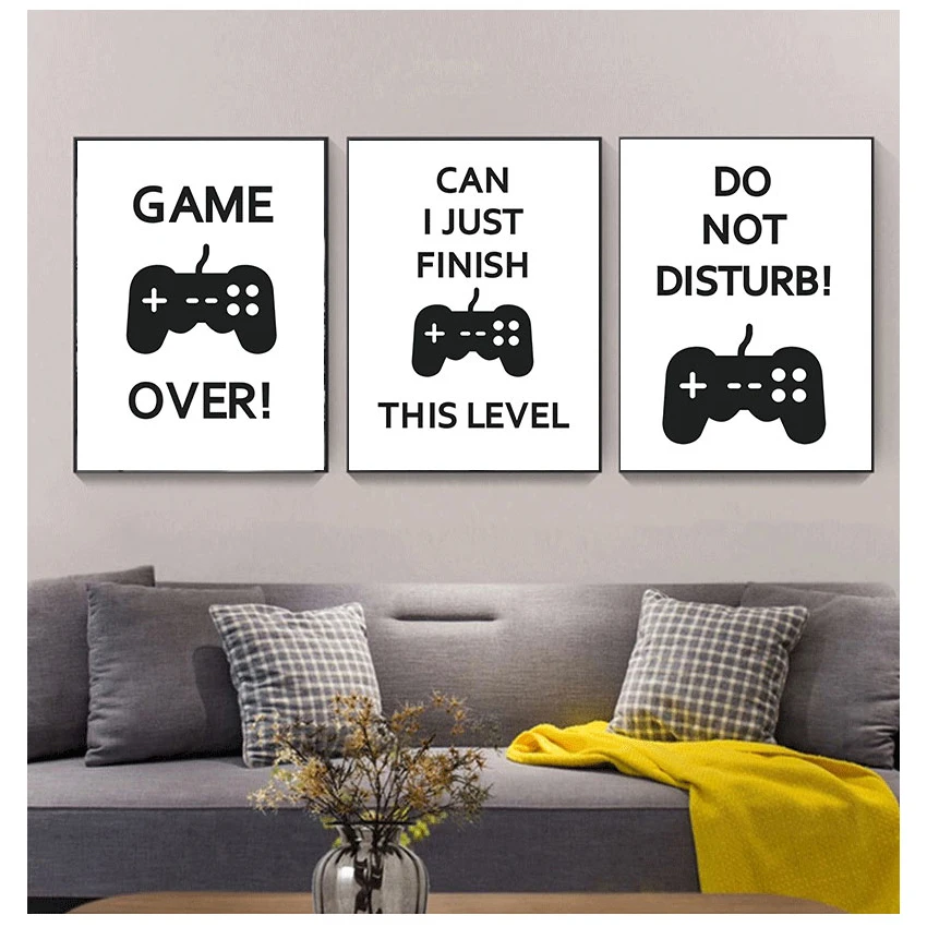 Compra online de Posters Teen Boy Quarto Decor Gaming Citações art canvas  pintura imagem imagem sala de jogo de decoração de decoração de vídeo  impressãos preto branco