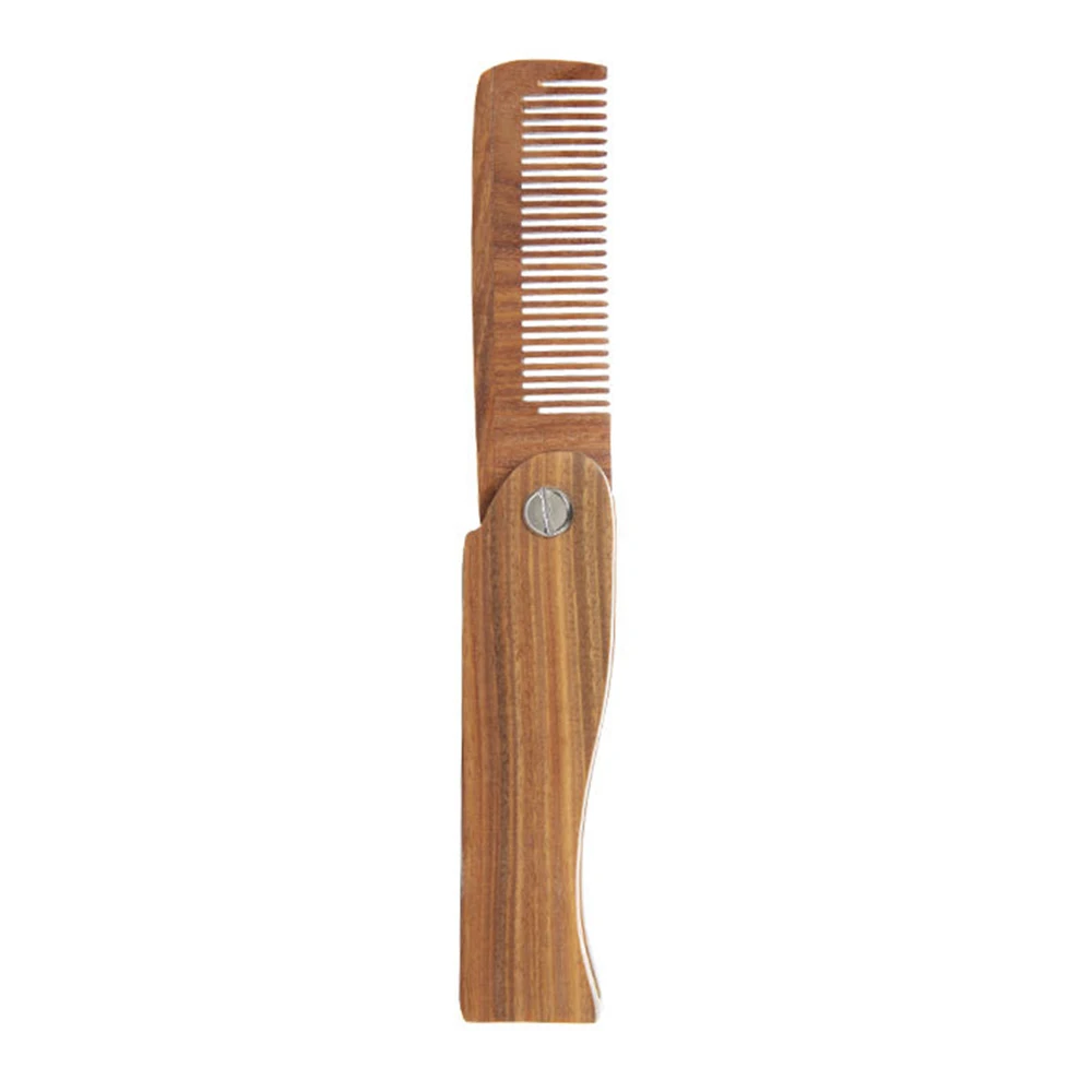 1PC Natural Green Sandal Wood Fold Comb Anti-static Hair Brush For Men Beard Care woman hair Portable Tools |