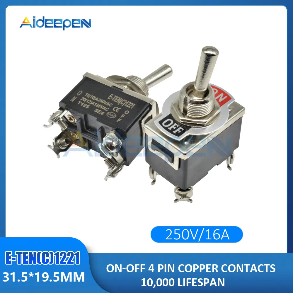 E-TEN(C)1221 Мини автоматический переключатель переменного тока 250V 16A 2/3/4/6/12-контактный ВКЛ-ВЫКЛ-на 2/3 позиции Медь/серебряный контакт с Водонепроницаемый Кепки - Цвет: E-TEN(C)1221
