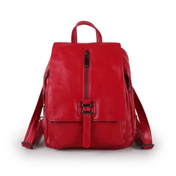 

2020 New Leather Female Bag First Layer Cowhide Lychee Backpack Shoulder Bag Trend Ladies Backpack Large Capacity School Bag