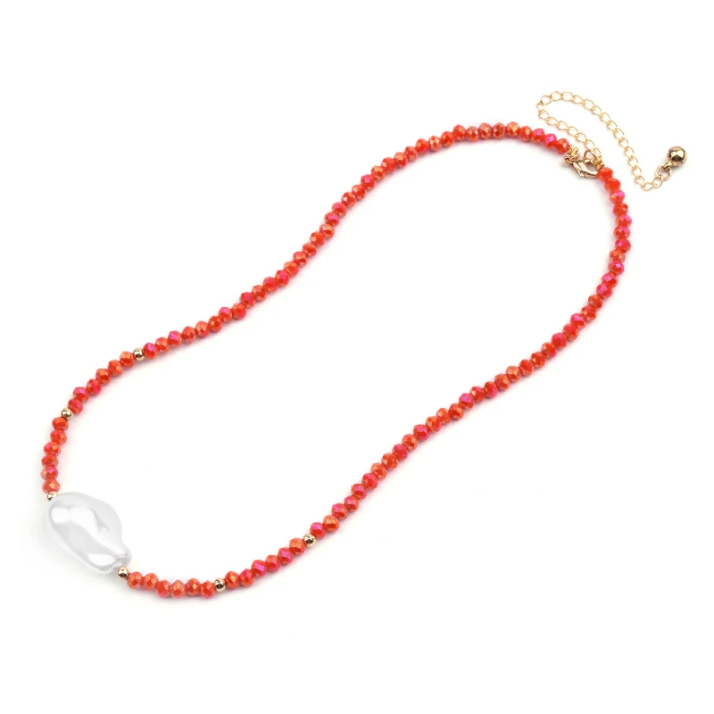 Модные эффектные Чокеры ожерелье s для женщин Boho Имитация Большой барокко резиновая жемчужина Cut ожерелье, украшенное кристаллами ювелирные изделия NKS250 - Окраска металла: Color 17