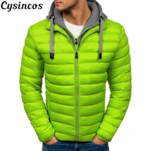 CYSINCOS Мужская Повседневная парка с капюшоном, зимняя мужская Модная приталенная куртка из хлопка в стиле пэчворк, Толстая Теплая мужская парка, куртка на молнии
