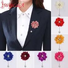 WIFELAI-A атласные цветы корсаж Свадьба Выпускной церемония цветок брошь кристалл свадебный жених бутоньерка XH2019-P