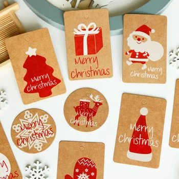 

50pcs/lot 10 Designs Kraft paper Merry Christmas christmas tree tag Gift Hang tag Christmas decorations Gift tag