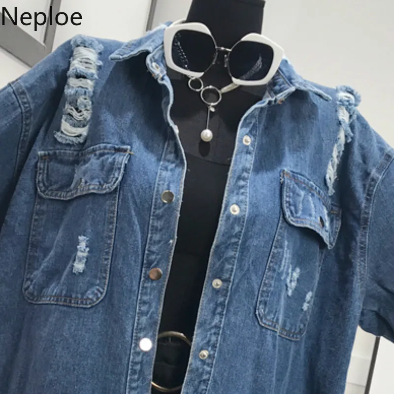 Neploe/корейская модная джинсовая куртка в стиле ретро, свободное однорядное пальто с несколькими пуговицами, однотонное осеннее пальто для студентов Casao Feminino 45740