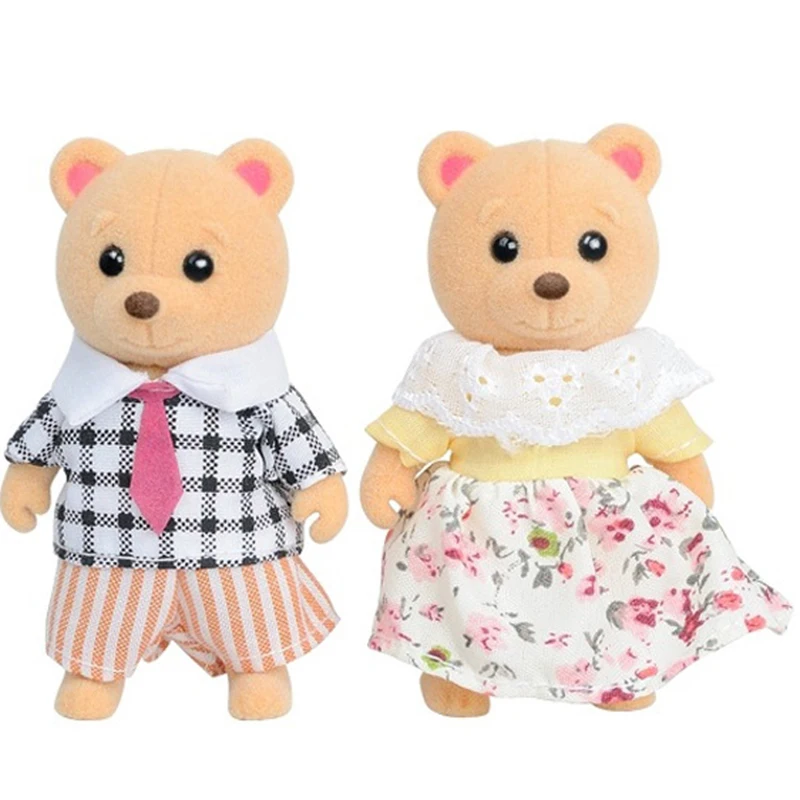 17PCS Forest Animal Family 1:12 Plush Dolls Set Cartoon Kids Toys For Girl Baby Birthday Christmas Gift Rabbit Family Dollhouse 3