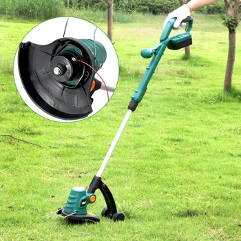 

Cordless Electric Grass Trimmer with Battery Lawn Mower Adjustable Length and Angle Pruning Cutter 18V Lithium 1500mAh