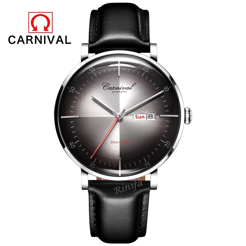

2019 Luxury brand switzerland Carnival MIYOTA Mechanical watch men waterproof leather strap Men Watches Clocks reloj hombre