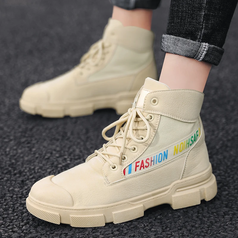 

VastWave Pig Suede Winter Man Military Boots Canvas Rubber Men Ankle Boots Combat Style Casual Sneakers Shoes Soldier Work Shoe