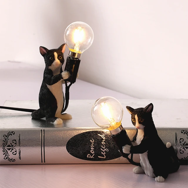 Lampe de Table à LED avec chat Orange et animaux, design nordique