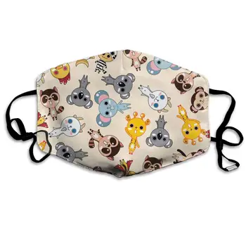 

Cartoon Summer Seamless Pattern Washable Reusable Mask, Cotton Anti Dust Half Face Mouth Mask For Kids Teens Men Women With