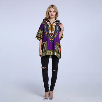

Hoodies 100% Cotton with Hood Men's Women's African Dashiki Shirts Dress Boho Festive Clothing