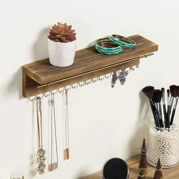 

Wooden Rack Jewelry Organizer Hook Holder