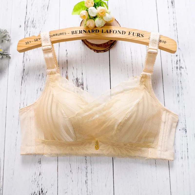 Sexy Lace Decorate Lingerie Female Intimates Large Size Push Up Padded Bras Wire Free Gathered Underwear Adjust Women Bras - Цвет: QF