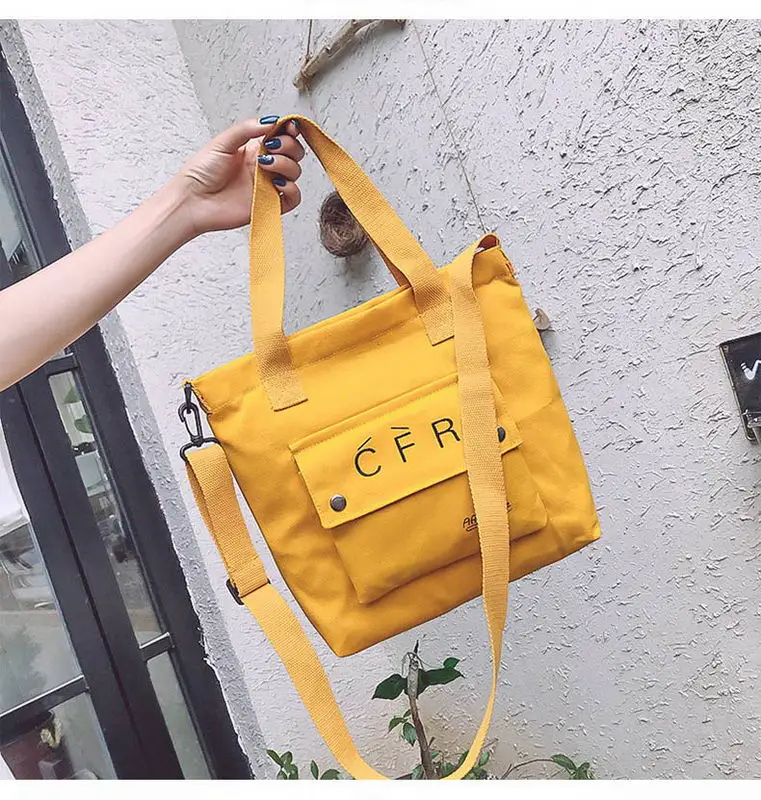 KANDRA/Женская многофункциональная Парусиновая Сумка-тоут, повседневная Студенческая сумка на плечо для покупок, Экологичная тканевая сумка, уличная и дорожная сумка-тоут - Цвет: W364 Yellow