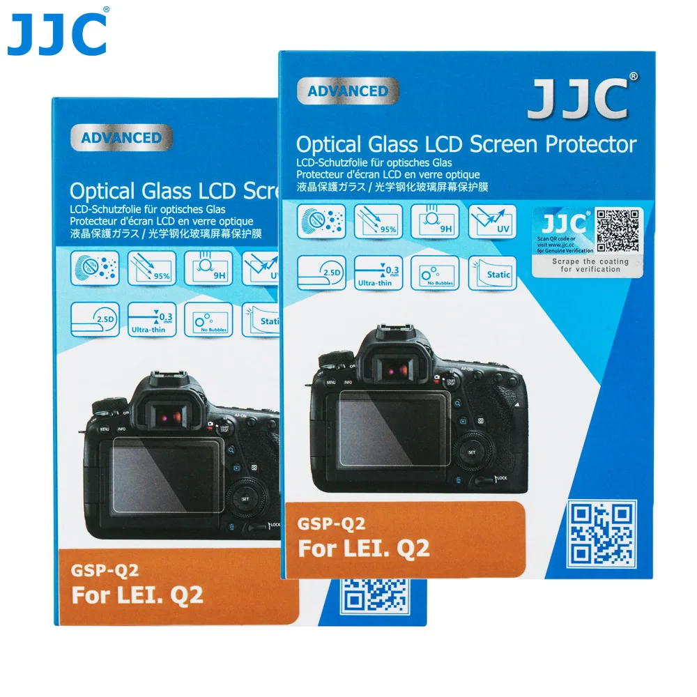 JJC 2PCS Tempered Glass Screen Protector for LEICA Q2 Camera Display Guard Film Anti-scratch LCD Cover 2.5D Round Edges